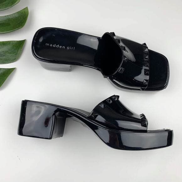 Madden Girl Shoes - Madden Girl Paccer Sandals Chunky Black Jelly Platform Slides Women's 8.5